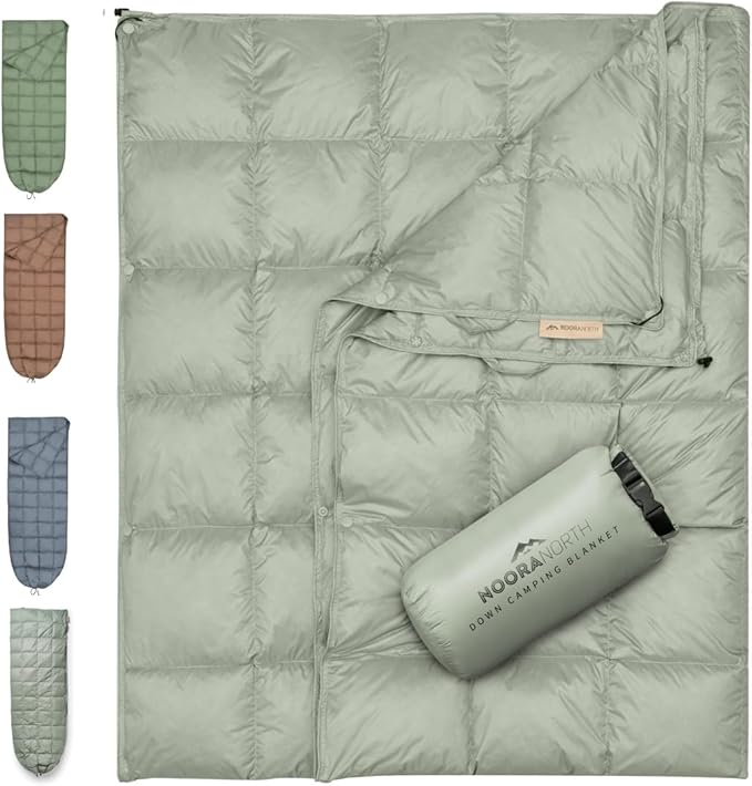 Noora North Down Camping Blanket with Footbox – Lightweight, Packable, Water Resistant Backpacking Quilt & Warm Puffy Comp...