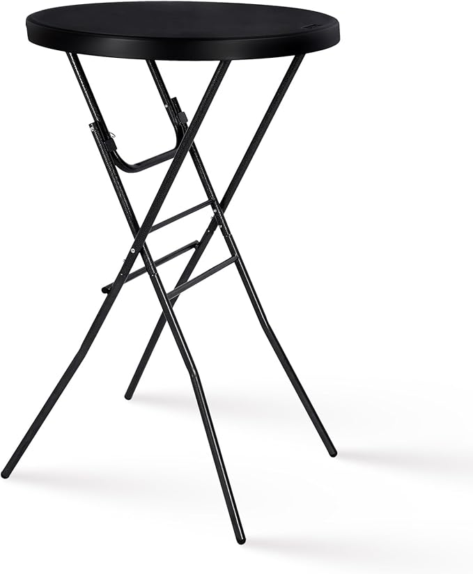Byliable Cocktail Table 28in High Top Round Folding Indoor Outdoor, Plastic Bar Height Foldable Bistro Tall Table for Part...
