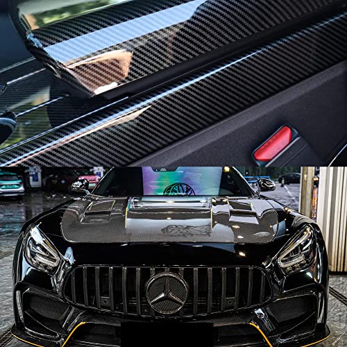 Lypumso 6D Black Carbon Fiber Vinyl Wrap Including Tool Kits, High Glossy Black Car Vinyl Film Roll, Air Release Technolog...
