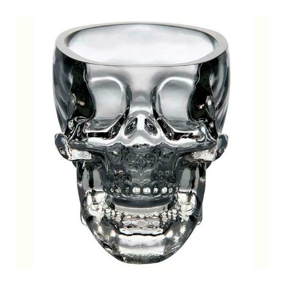 URMAGIC 4 Pcs Skull Shot Glasses, 2.5 Oz Crystal Skeleton Cup, Halloween Drinkware Supplies, Skull Shaped Clear Glass Cup, Whiskey Glasses for Men