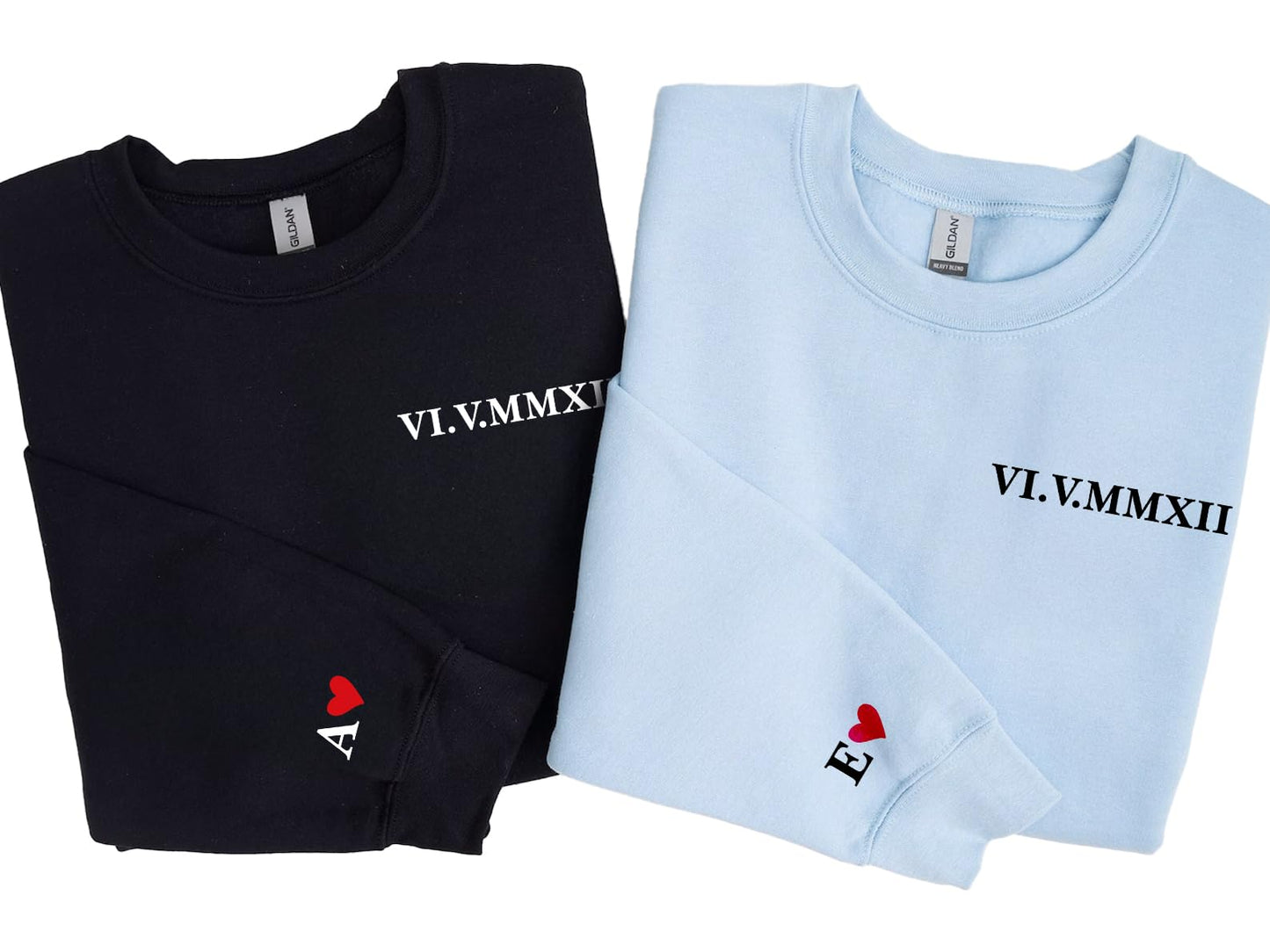 Personalized Roman Numeral Sweatshirt, Custom Matching Hoodies for Couples, Couple's Sweatshirt, Matching Shirts, Anniversary, Engagement, Valentine's Day Gifts for Men and Women