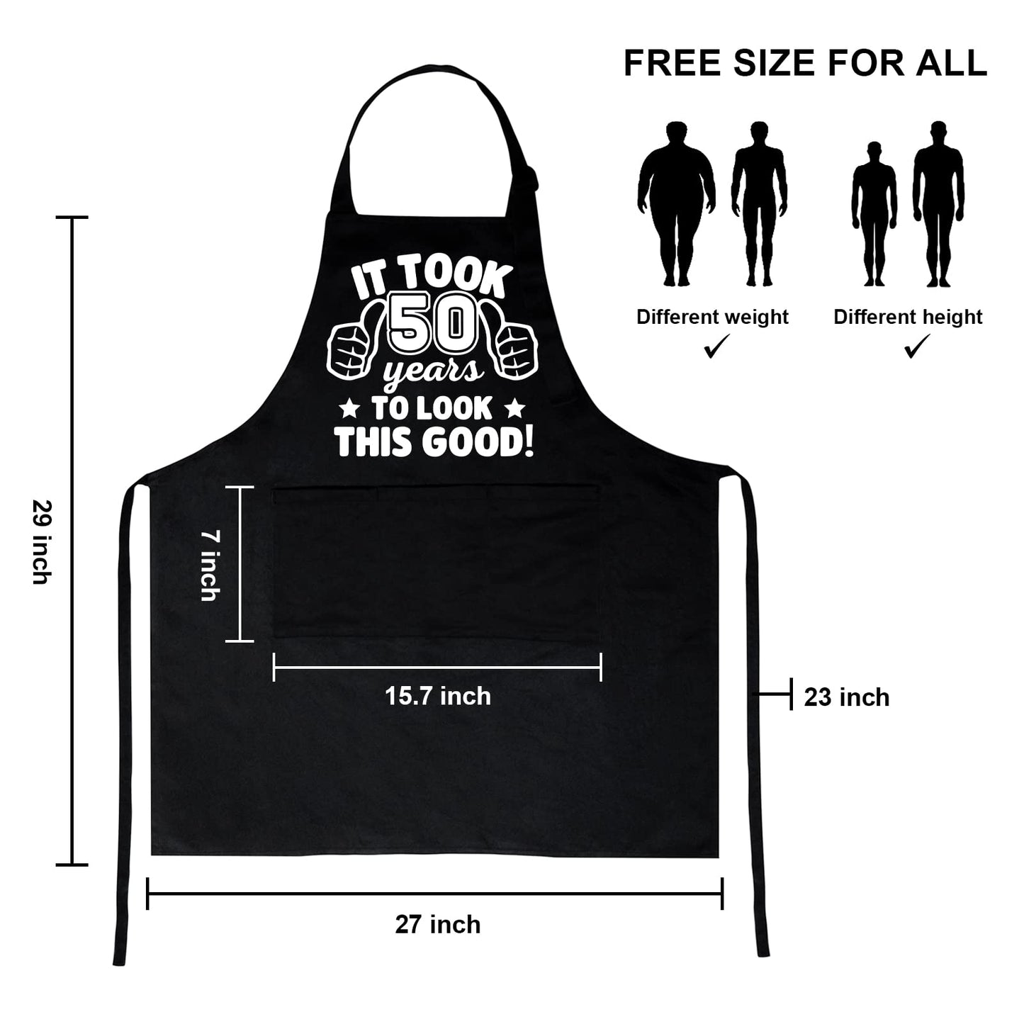 50th Birthday Gifts for Men Women, 1975 Happy 50th Birthday Gift Ideas, 50 Years Old Chef Aprons for Men with 3 Pockets, Funny Cooking Aprons for 50 Years Old Man, Dad, Mom, Husband, Wife, Friends