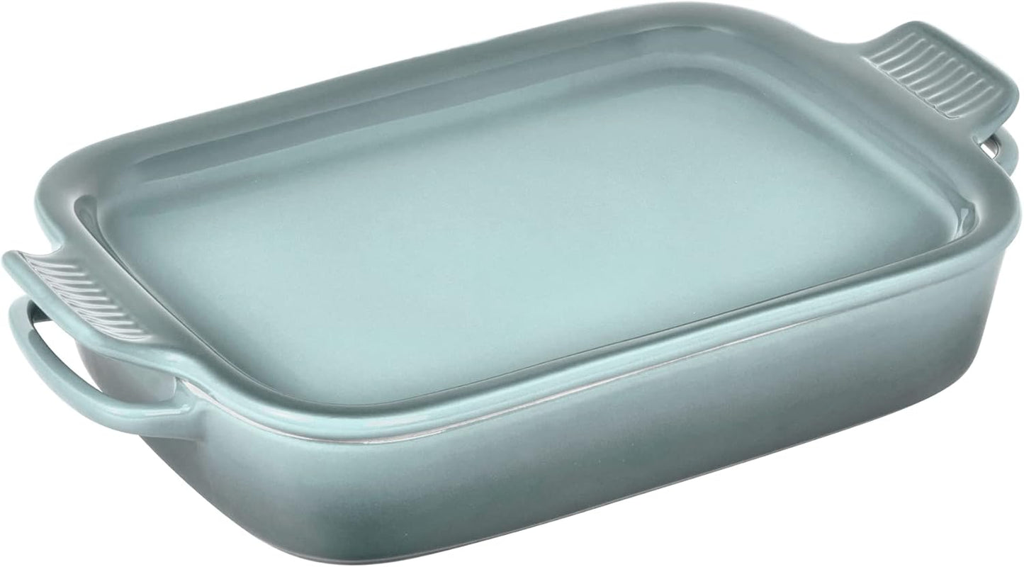 Le Creuset Stoneware Rectangular Dish with Platter Lid, 14 3/4" X 9", Sea Salt