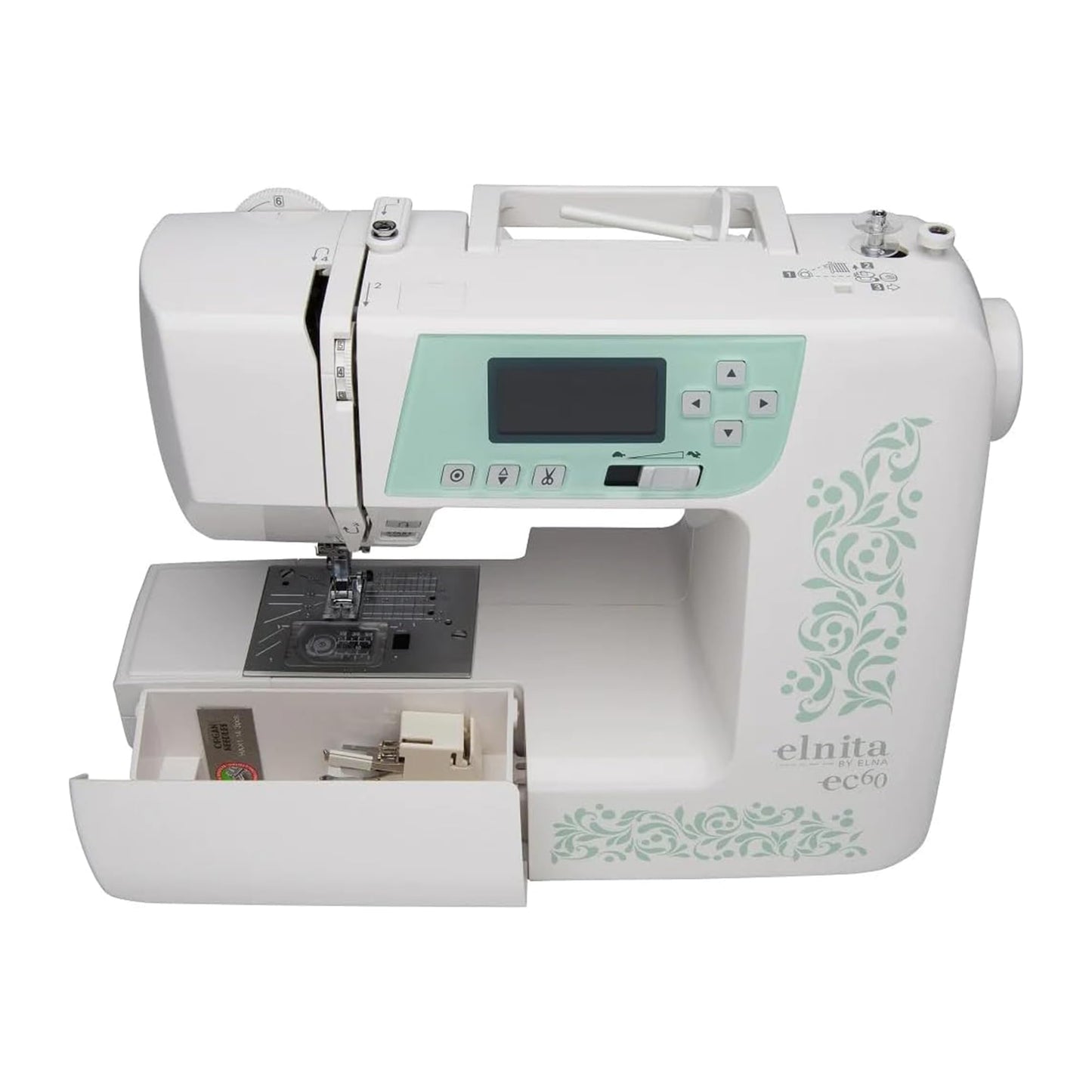 Elna Elnita ec60 Computerized All Around Sewing Machine for Sewing and Quilting with 60 Built-in Stitches, Thread Cutter, Needle Threader, and Locking Stitch Buttons for Home