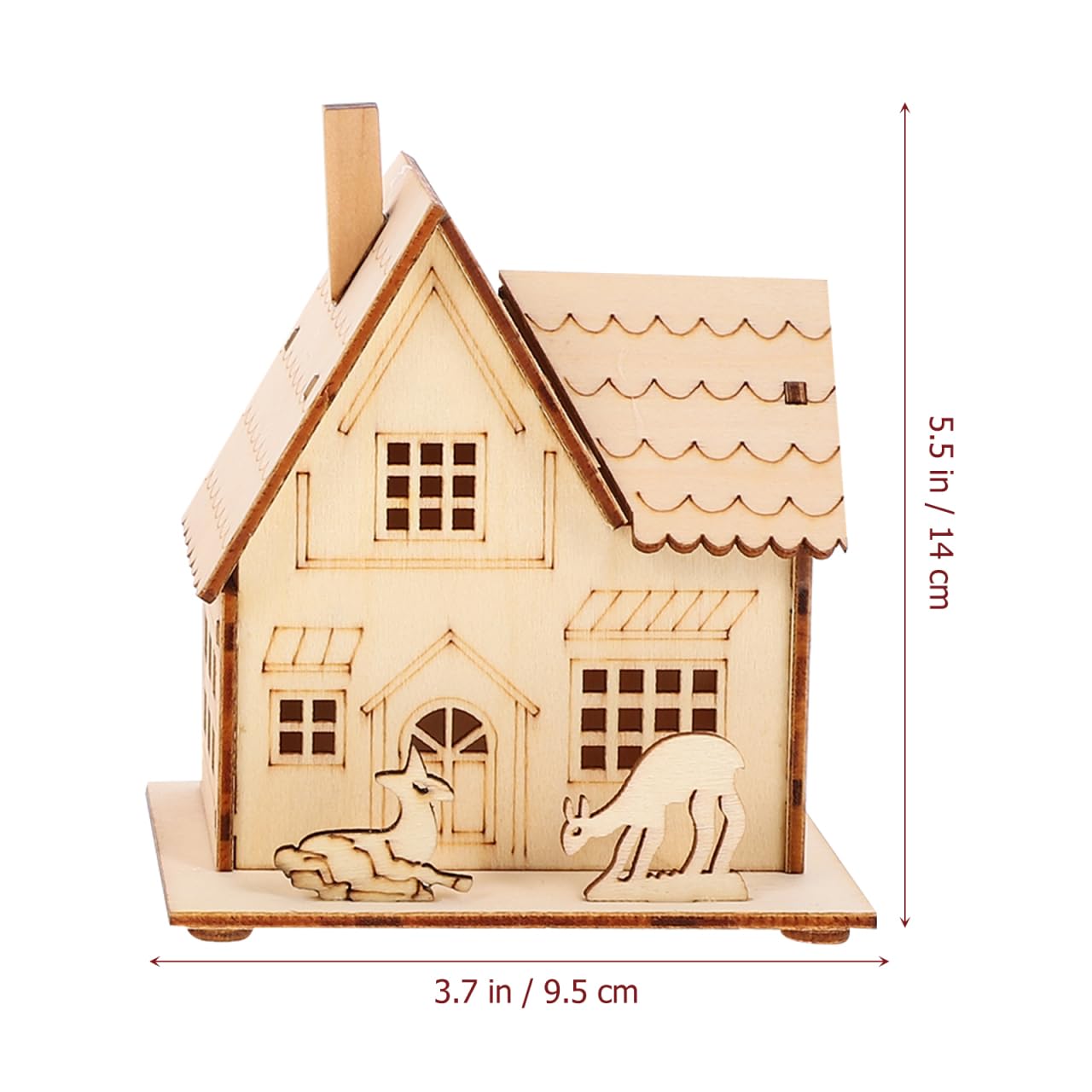 Toyvian 3pcs Christmas Led Light Wooden House with Battery, Unfinished Wooden Christmas Village Mini Houses House Landscape Decors for Christmas Table Centerpieces Holiday Home Decor