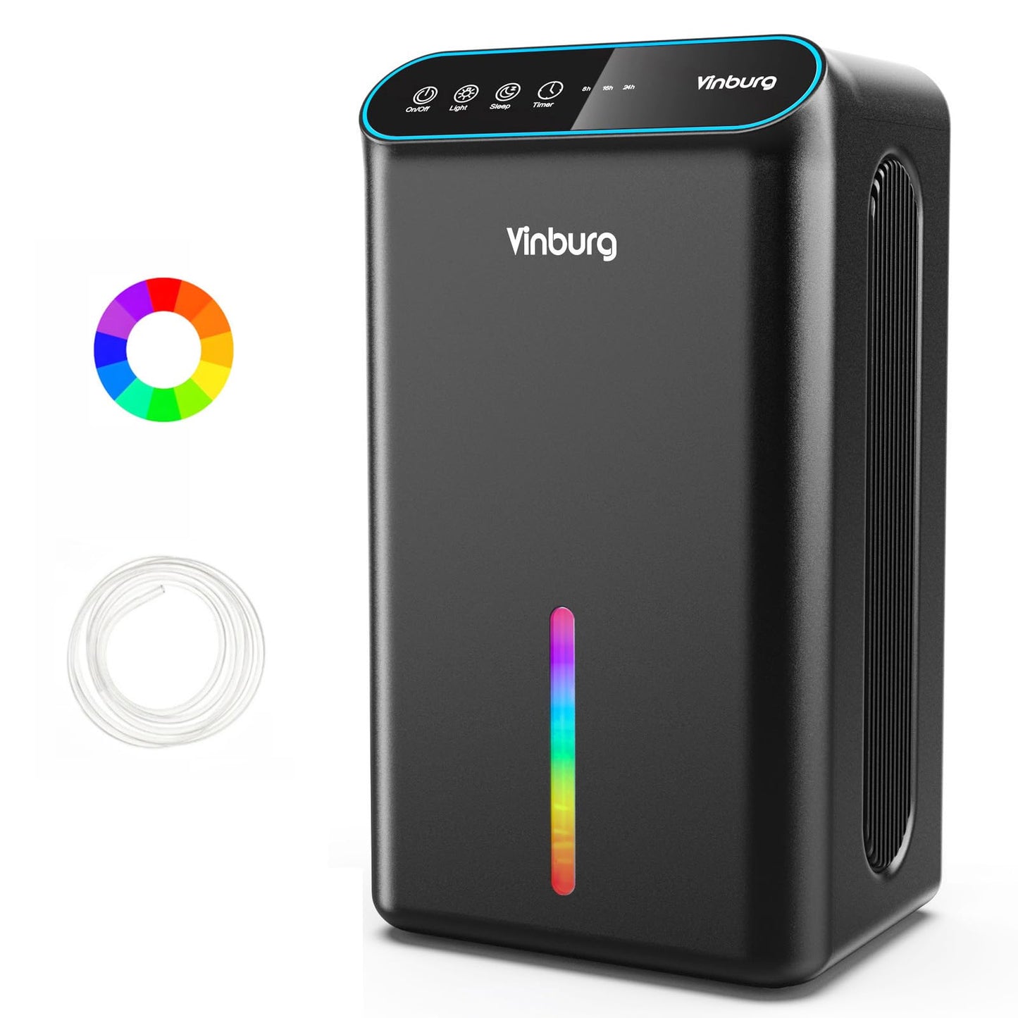 Dehumidifier for Home 1000 sq.ft - Small Quiet Dehumidifier with Auto Shut Off, Aromatherapy, 3 Gear Timer, Sleep Mode, 7-Color LED Light, Drain Hose for Bedroom, Bathroom, Basement, RV(Matte Black)