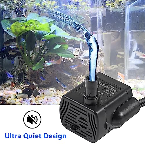 2Pcs 3W Mini Submersible Water Pump 50GPH Small Fountain Pump for Aquarium Fish Tank Fountain Hydroponics Water Feature, I...