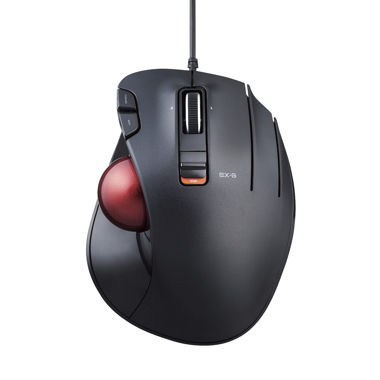 Elecom Ex-G Wired Trackball Mouse, Ergonomic Thumb Control, Smooth Tracking Roller Ball, 5 Programmable Buttons, Tilt Scroll, Co