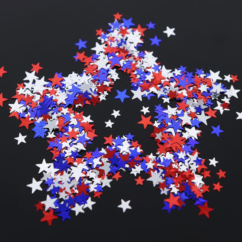 12 Grids Independence Day Nail Sequins，3D Holographic Nails Glitter Laser Star Nail Shining Flakes for Fourth of July Five-Pointed Star Mixed Sequins for America Patriotic Face Makeup Nail Decoration
