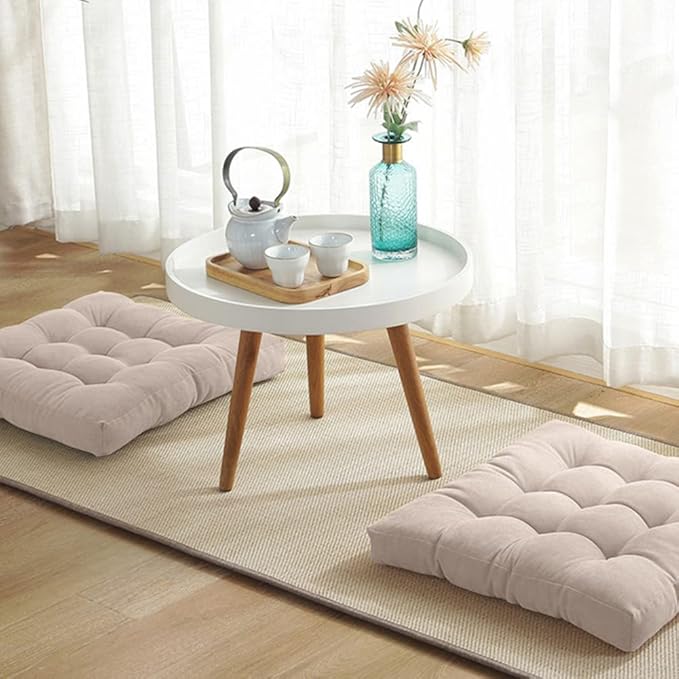 Tiita Indoor/Outdoor Chair Cushions 22" x 22" Seat Pillow Cushion Set of 2 Square Chair Pads for Sitting Patio Garden Floor Throw Pillows, Beige