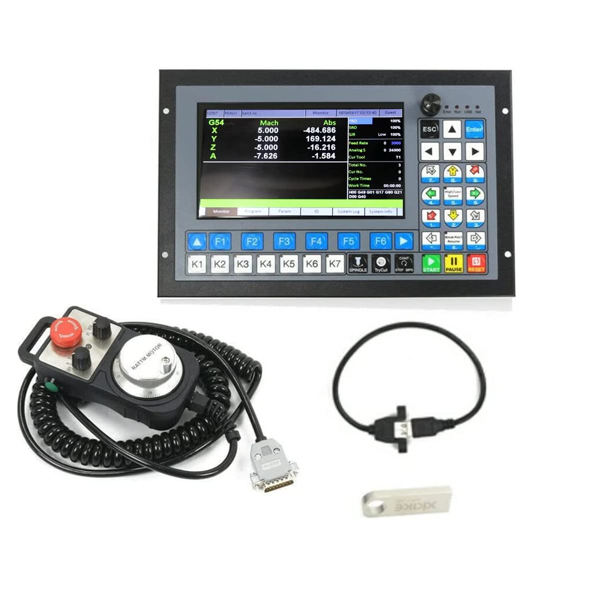 CNCTOPBAOS 5 Axis DDCS Expert CNC Controller System Offline Stand Alone Stepper Motor Driver Motion Control 1000KHz PLC+5 Axis Handwheel MPG Emergency Stop for CNC Router Milling Engraving Machine