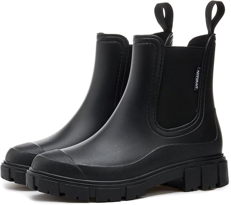 LIOERDIWE Short Rain Boots Women Waterproof Ankle Rainboots Fashion Chelsea Boots Non-Slip Garden Shoes for Outdoor Work B...