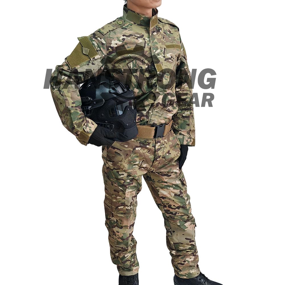 HANSTRONG GEAR Men Tactical BDU Combat Uniform Jacket Shirt & Pants Suit for Army Military Airsoft Paintball Hunting Shooting War Game MC (XXL)