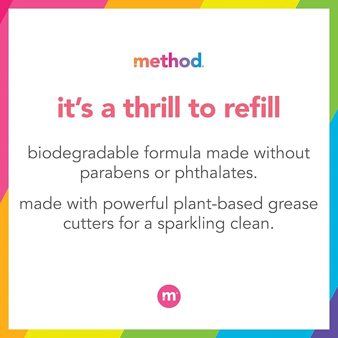 Method Gel Dish Soap, Refill, Clementine, Recylable Bottle, Biodegradable formula, 54 Fl Oz (Pack of 2)