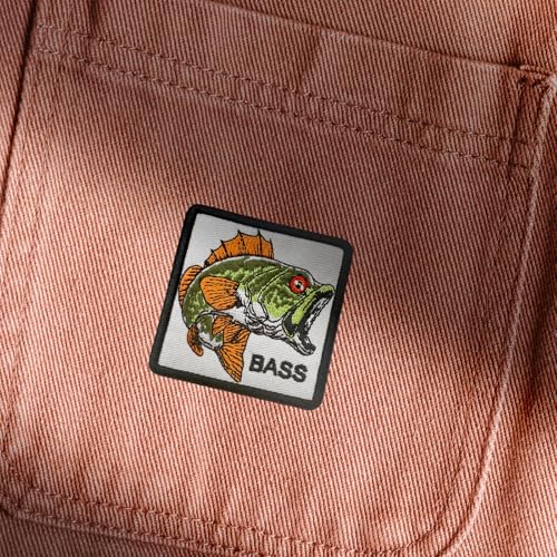 Largemouth Bass Fishing Outdoor Adventure Patch, Iron-on/Sew-on Patches Badge Embroidered Applique Funny Patch for Trucker...