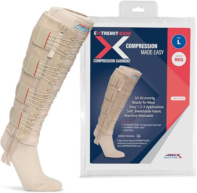 EXTREMIT-EASE Compression Garment 30-50 mmHg Lower Leg Compression Wrap - Ideal for Mild to Moderate Lymphedema Swelling, Venous Insufficiency, and Post-Op Edema