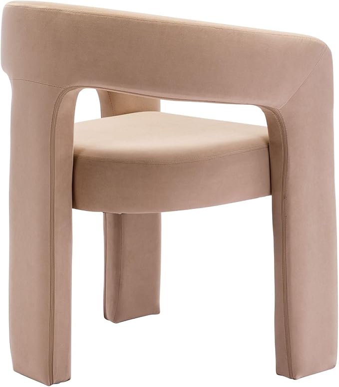 DAYALANE Modern Barrel Dining Chairs Set of 4, Upholstered Velvet Dining Room & Kitchen Chair with Curved Back, Comfy Accent Side Reading Armchair for Living Room Bedroom Kitchen Home Office, Khaki