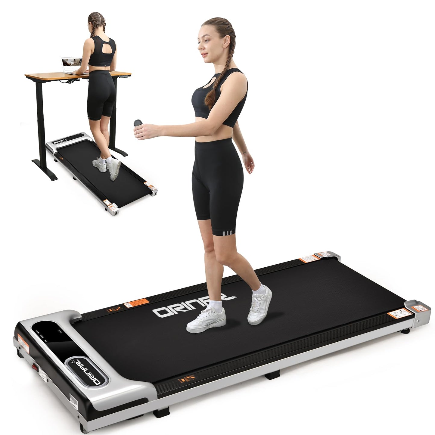 Orinar Walking Pad, Under Desk Treadmill for Home and Office, 2.5 HP Portable Treadmill, 3 in 1 Walking Jogging Running Machine with Remote Control, LED Display