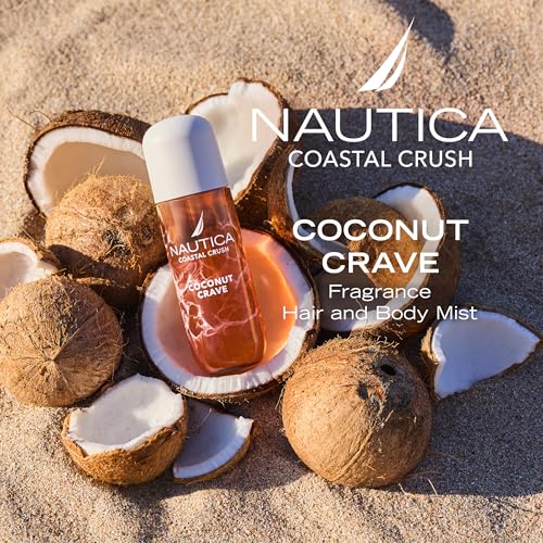 Nautica Coconut Crave, a Fruity Gourmand Hair & Body Mist for Women, Notes of Coconut, Apple and Cedarwood, Long Lasting, 8.0 fl oz