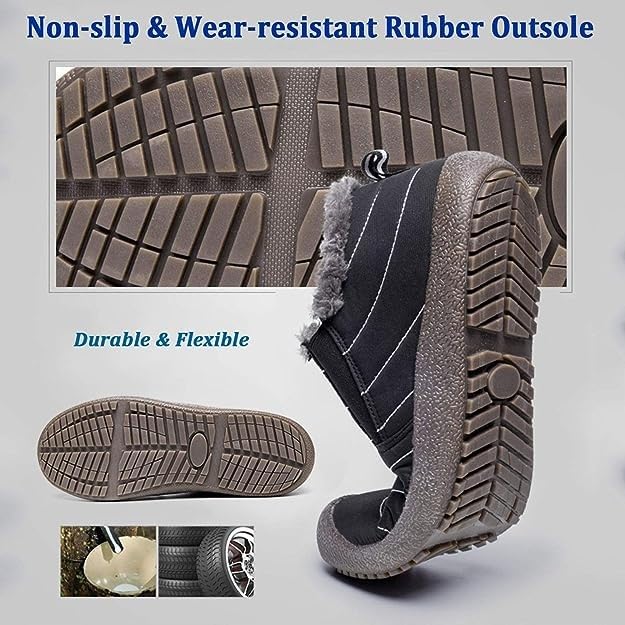 Womens Mens Snow Boots Winter Shoes Slip On Ankle Booties Anti-Slip Water Resistant Fully Fur Lined Outdoor Sneakers
