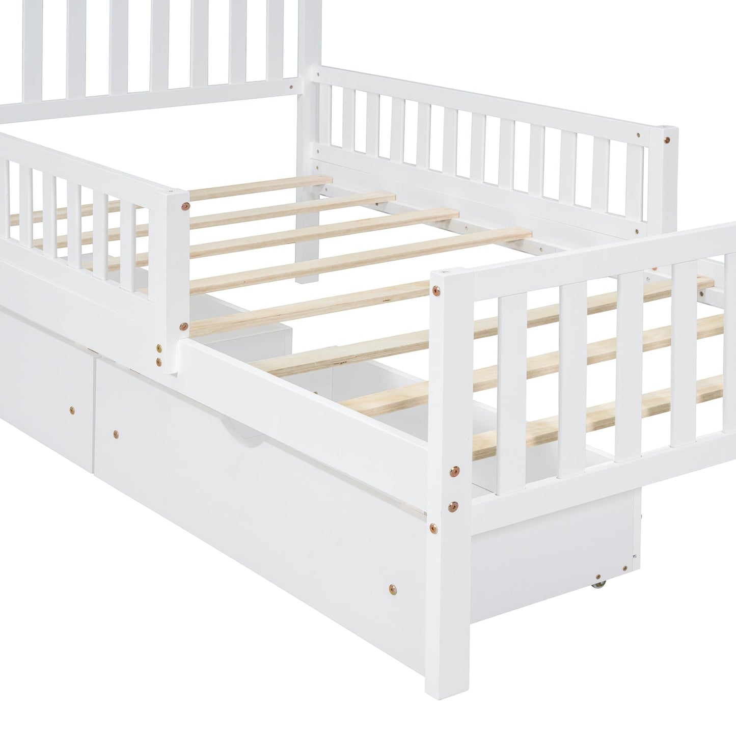 Bellemave Twin Bed Frames with Storage Drawers for Kids, Twin Bed with Rails, Twin beds Frame for Boys/Girls/Adults, White