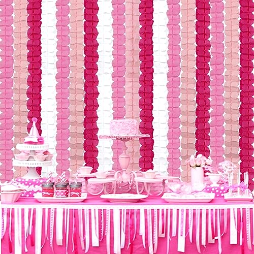 Rose-Red Pink-White Party-Decorations Streamers Garland - 157Ft Four-Leaf Clover Hanging Banner,Wedding Girl Birthday Baby...