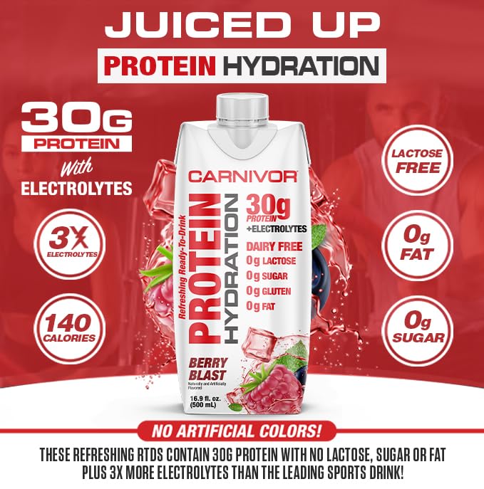 MuscleMeds Carnivor Protein Hydration RTD, Ready to Drink, Lactose Free, Sugar Free, 30g Isolate Protein, Halal Certified,...