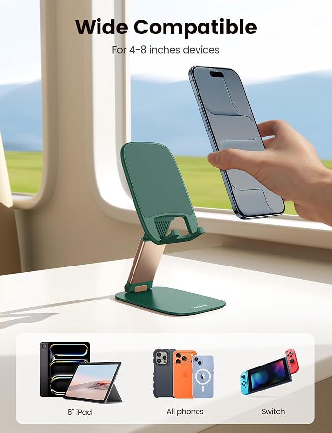 Lamicall Ultra-Thin Cell Phone Holder, Green Office Desk Accessories for iPhone Stand, Gifts for Valentine Teen Boys Girls Adults Women Men Grandkids, Workspace Desk Organizer, Green Office Decor