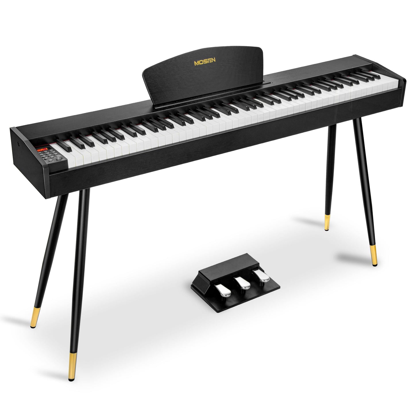 MOSEN Digital Piano 88 Key Weighted Keyboard, Full Size Keyboard Piano, Hammer Action,128 Voices, Recording, 3-Pedal, Music Stand, USB-MIDI MP3 Connecting, Electronic Piano for Beginner, MDP-88, Black