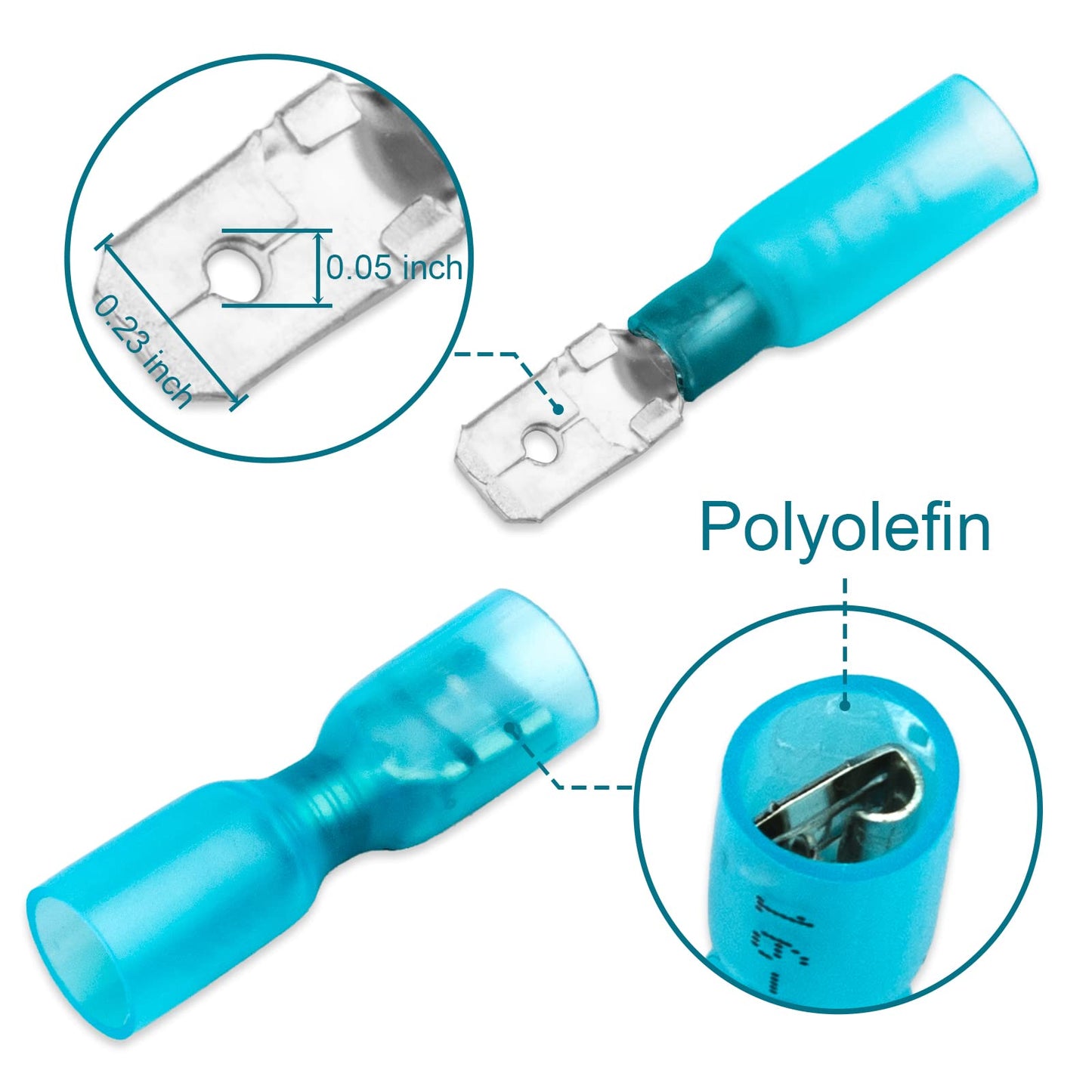 MENTBERY 150 PCS Spade Connectors, Heat Shrink Spade Terminals 22-10 AWG, Wire Connectors Male and Female