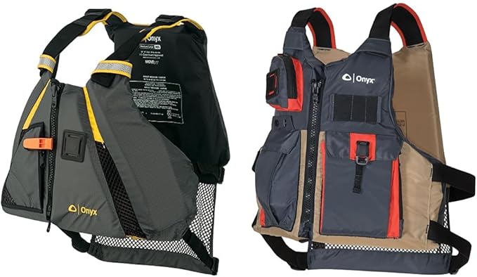Onyx MoveVent Dynamic Paddle Sports Life Vest, Yellow, M/L & Kayak Fishing Life Jacket, Universal, Tan