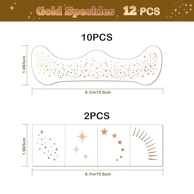 Artlunar 12Pcs Christmas Rose Gold Sparkle Makeup Patches - Body Glitter Stickers for Face and Body, Perfect for Festivals and Parties (Rose Gold),Christmas Makeup Gifts for Women and Girl.