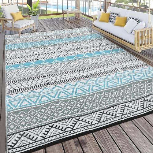 GarveeLife Outdoor Patio Rug 9x18 Waterproof Plastic Straw Rug, Reversible UV Resistant Foldable Camping Carpet Portable M...