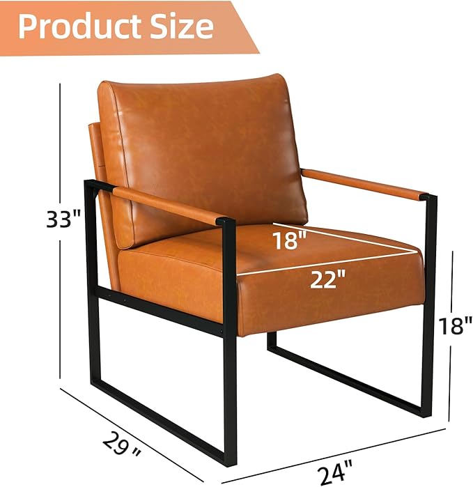 INZOY Accent Arm Chair with Metal Frame Set of 6, Comfy Living Room Chair with Plump Backrest and Cushion, Mid Century Modern Chair with Sturdy Structure, Easy to Clean, Brown
