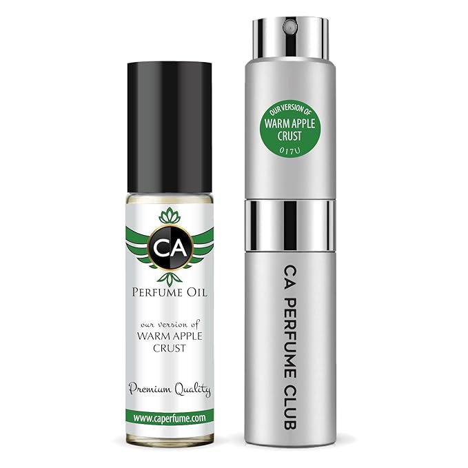CA Perfume Duo Impression of Warm Apple Crust For Women And Men Perfume Layering Set Long Lasting Travel Size EDP + Body Oil Roll-On Bottle 0.27 Fl Oz+0.33 Fl Oz