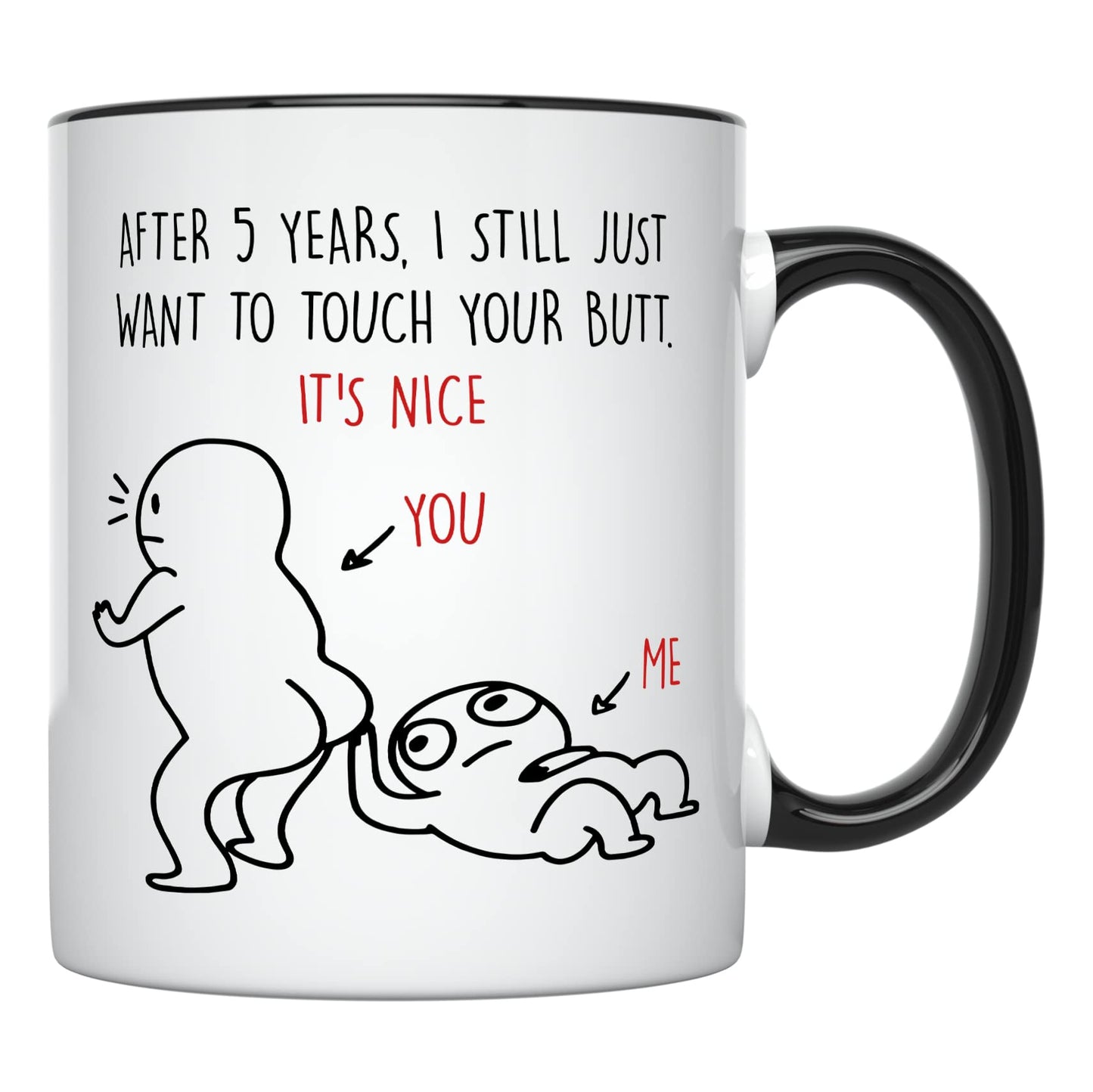 YouNique Designs 5 Year Anniversary Mug, 11 Ounces, Funny 5th Wedding Jubileee Coffee Cup for Her and Him, Fifth Year, 5th Wedding