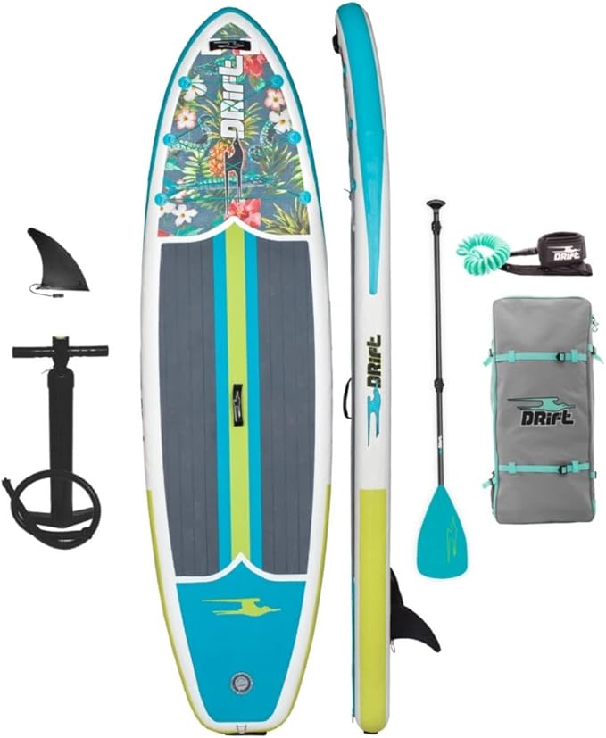 DRIFT Aero 10 FT 8in Inflatable Adult Stand Up Paddle Board Kit Includes Accessories Adjustable Paddle iSUP Travel Bag Blo...