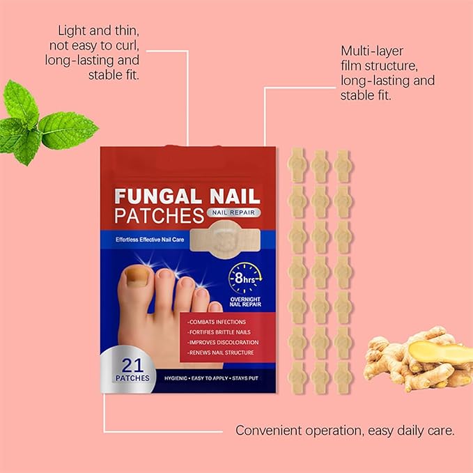 63 PCS Nail Patches, Toenail Treatment Extra Strength 8-Hour Overnight Nail Fast Acting Repair Effortless Hydrogel Nail Care and Repair for Damaged Nails Overnight Renewal for Men and Women