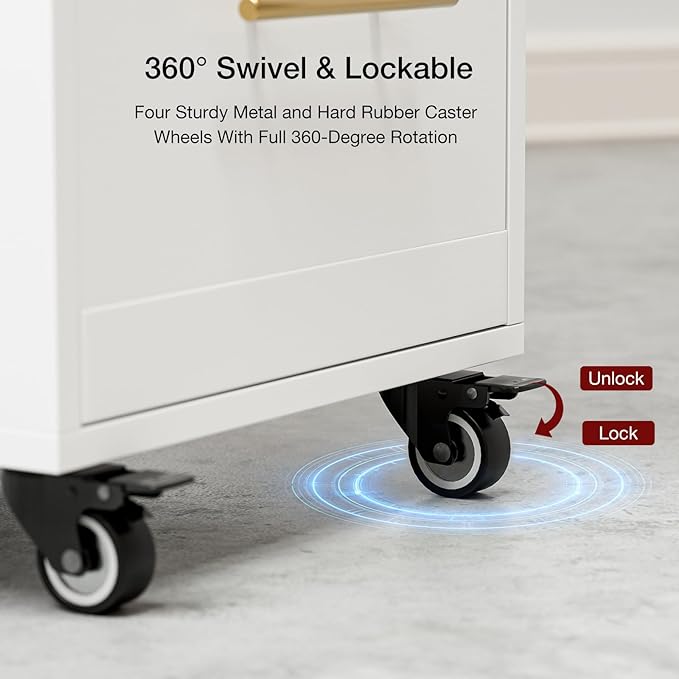 Paddie Salon Trolley Cart with Lockable Wheels, Rolling Hair Cart with 3 Dryer Holders for Hair Stylist, Makeup Organizer Stations Cabinet for Beauty Spa Barbershop Tattoo (White)