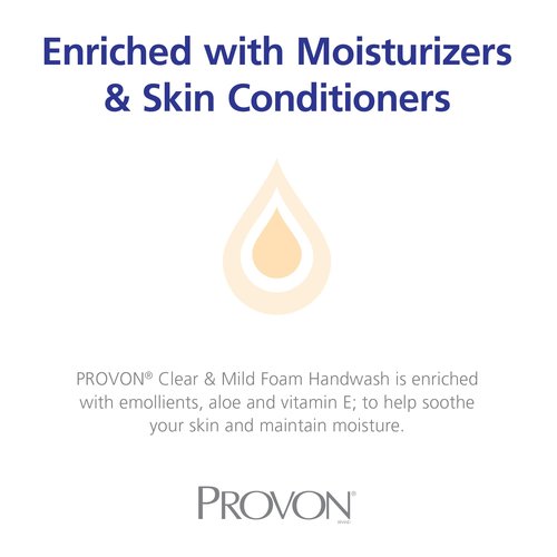 PROVON LTX-12 Clear and Mild Foam Handwash, EcoLogo Certified, 1200 mL Foam Soap Refill for LTX-12 Touch-Free Dispenser (Pack of 2) - 1941-02