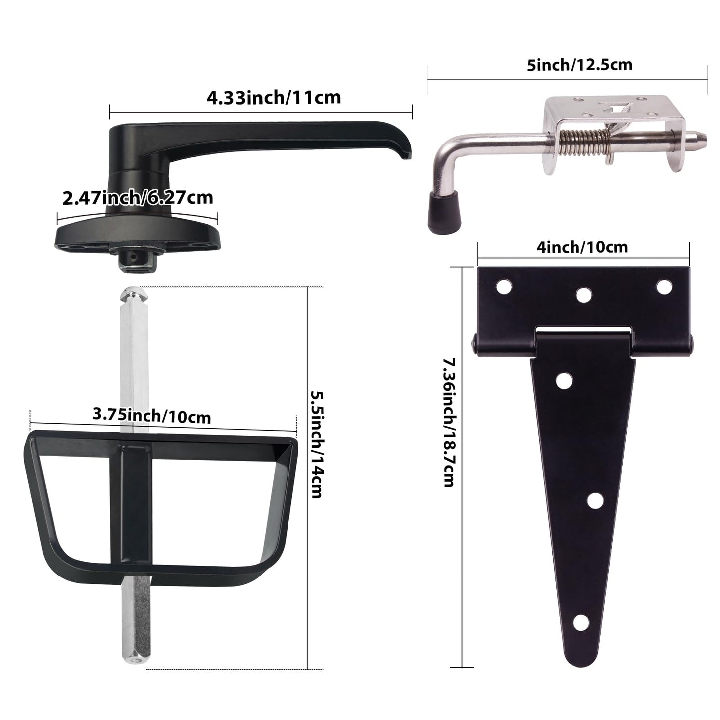 Hurrikom Shed Door Hardware Kit with Hinges, Latch, Lock, and Handle - Complete Gate Hardware Set for Your Shed Door
