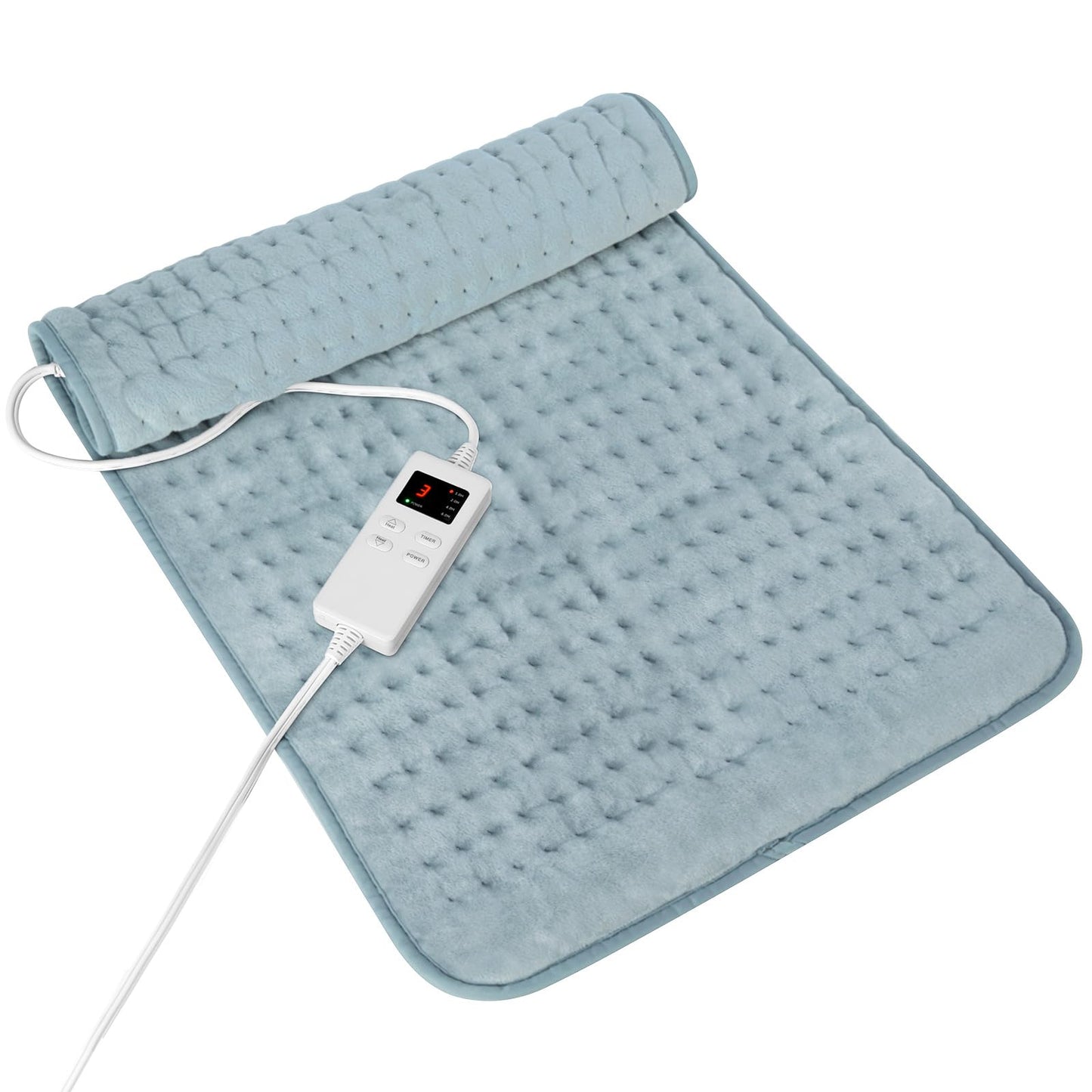 Heating Pad for Period Cramps, Heating Pad for Back/Neck/Shoulder Muscle Pain, 6 Heating&4 Timer Setting, Auto Shut Off, Dry/Moist Heat & Machine Washable, Gray Birthday Christmas Gifts for Women Mom