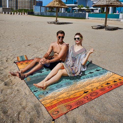 TNLG Beach Blanket Waterproof Sandproof Beach Mat, Extra Large 86.6‘’×70.8‘’, Portable Foldable, Quick Drying Outdoor Picn...