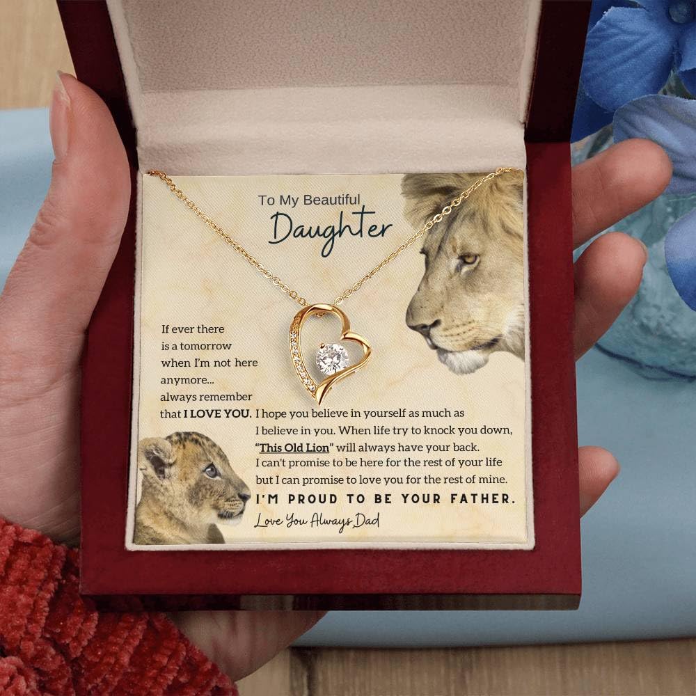 Momavo Jewelry Daughter Gift From Dad, Father Daughter Gift, Dad to Daughter Gift, Christmas Birthday Gift, To My Daughter Necklace from Dad, Daughter Card, Daughter Adult (Luxury Box w/ LED LIGHT, 18k Yellow Gold Finish)