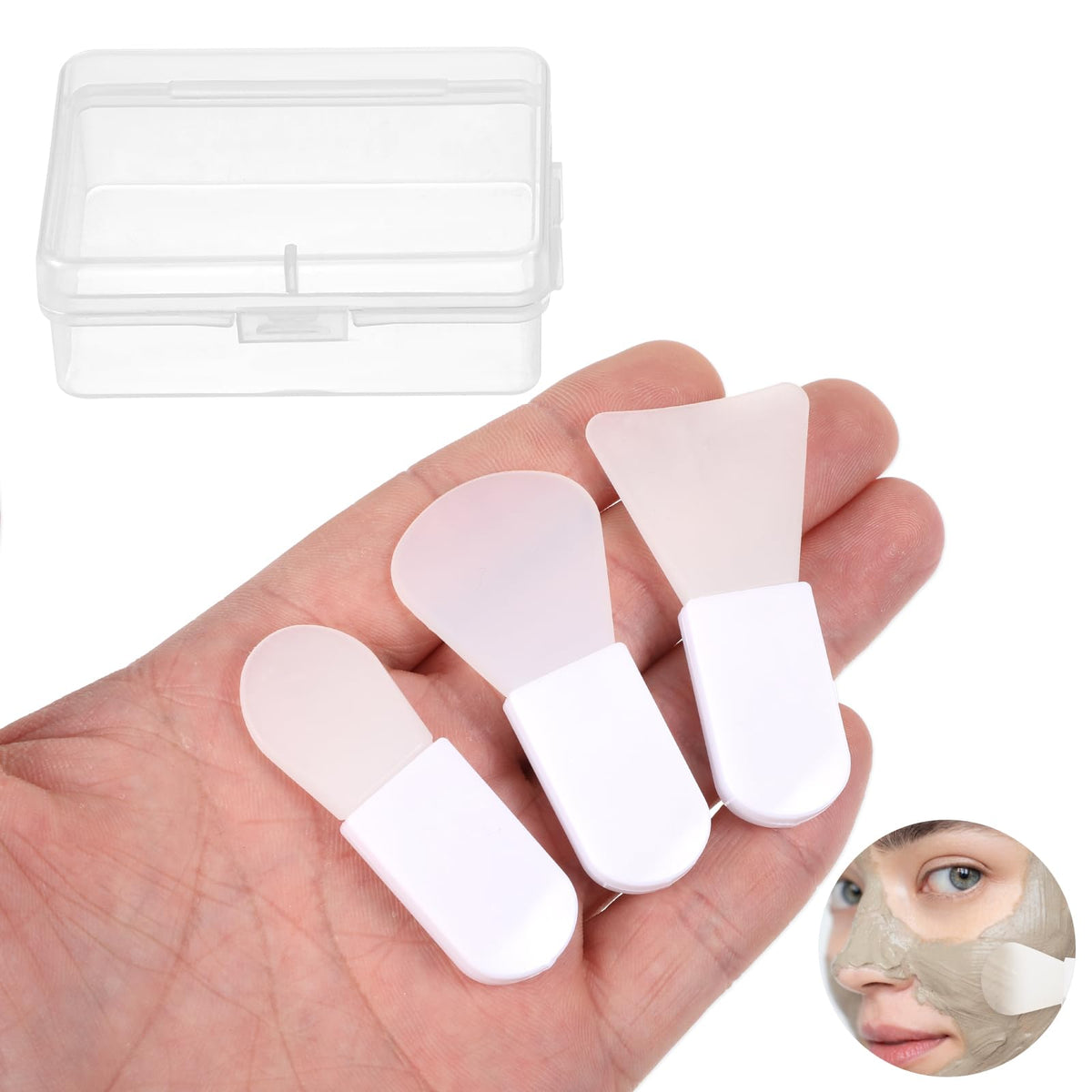 3 Pcs Silicone Face Mask Applicator Mini Makeup Spatula Brush Set, Portable Beauty Tools for Cosmetic Mask, Eye Cream, Body Loti