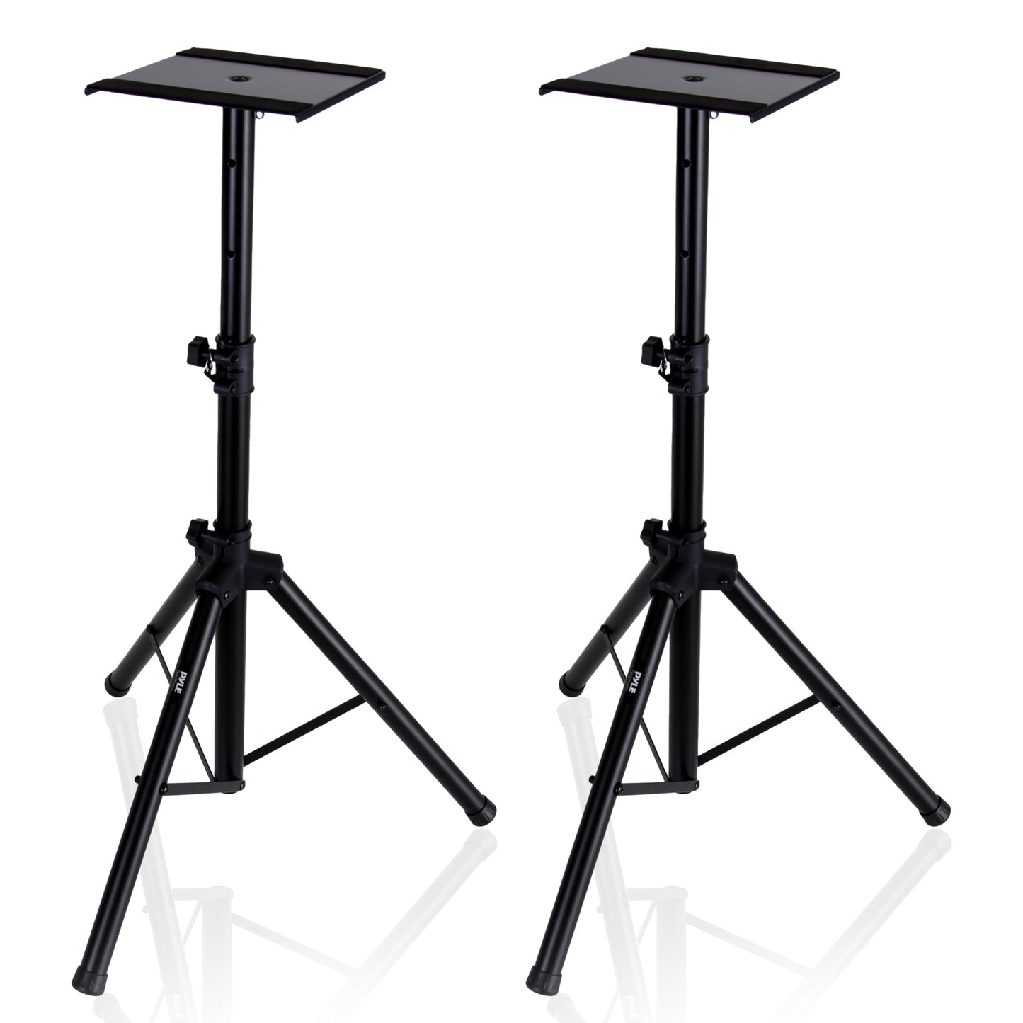 Pyle Adjustable Speaker Stand Pair - Dual Studio Monitor Tripod With Metal Base, Anti-Slip Speaker Pads, Height Adjustment From