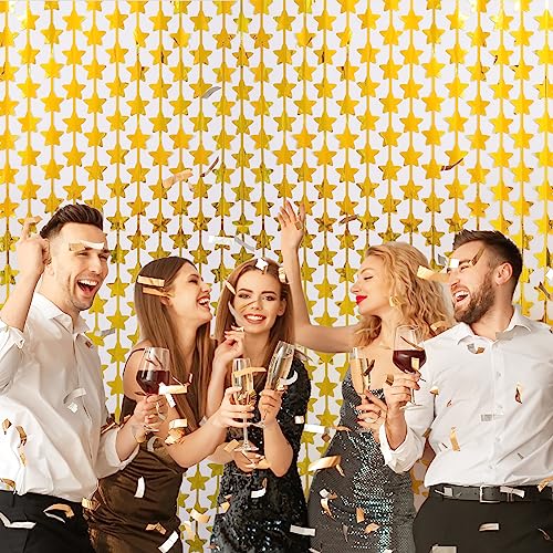 LOLStar 2 Pack Gold Stars Birthday Decorations 3.3X6.6 ft, Golden Party Backdrop Foil Fringe Curtains, Streamers Congrats ...