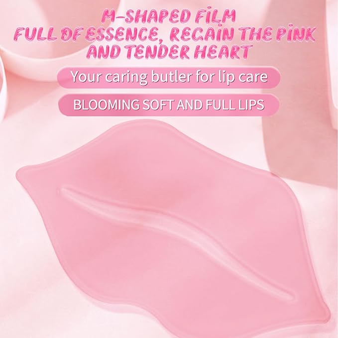 30PCS Lip Mask, Collagen Crystal Pink Care Gel Pads for Moisturizing,Reducing Chapped,Smoothing,Fine Lines,Remove Dead Skin Moisture Essence Make Your Dry Lips Attractive Sexy Strawberry