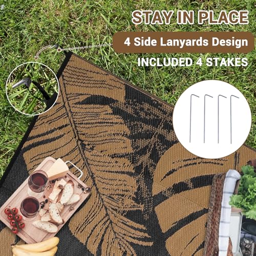 GarveeLife Outdoor Plastic Straw Rug 9x12 UV Resistant Waterproof Patio Rug, Reversible RV Camping Mat with Portable Bag &...