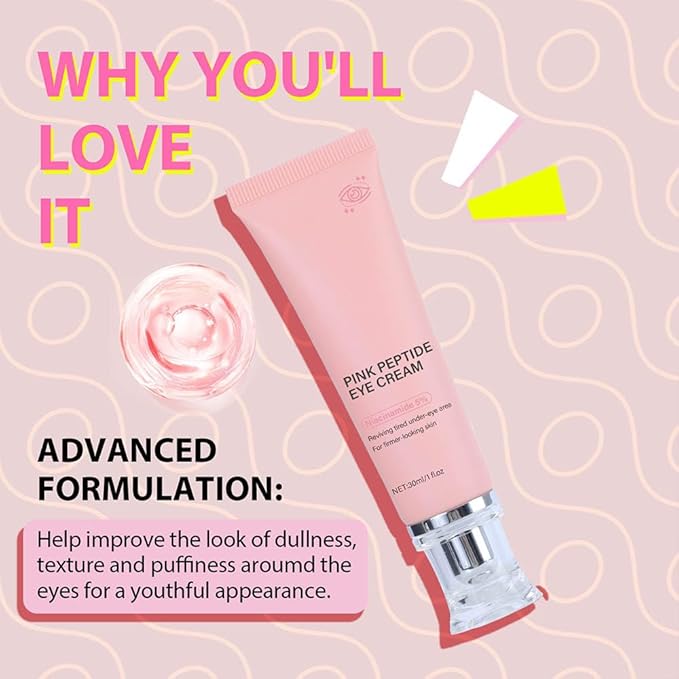 Pdrn Pink Peptide Serum, Pdrn Eye Cream, With Niacinamide and Purity Retinol for Fine Lines, Uneven Skin Tone (Peptide Eye Cream Hydrating & Firming for Dark Circles 2PCS)